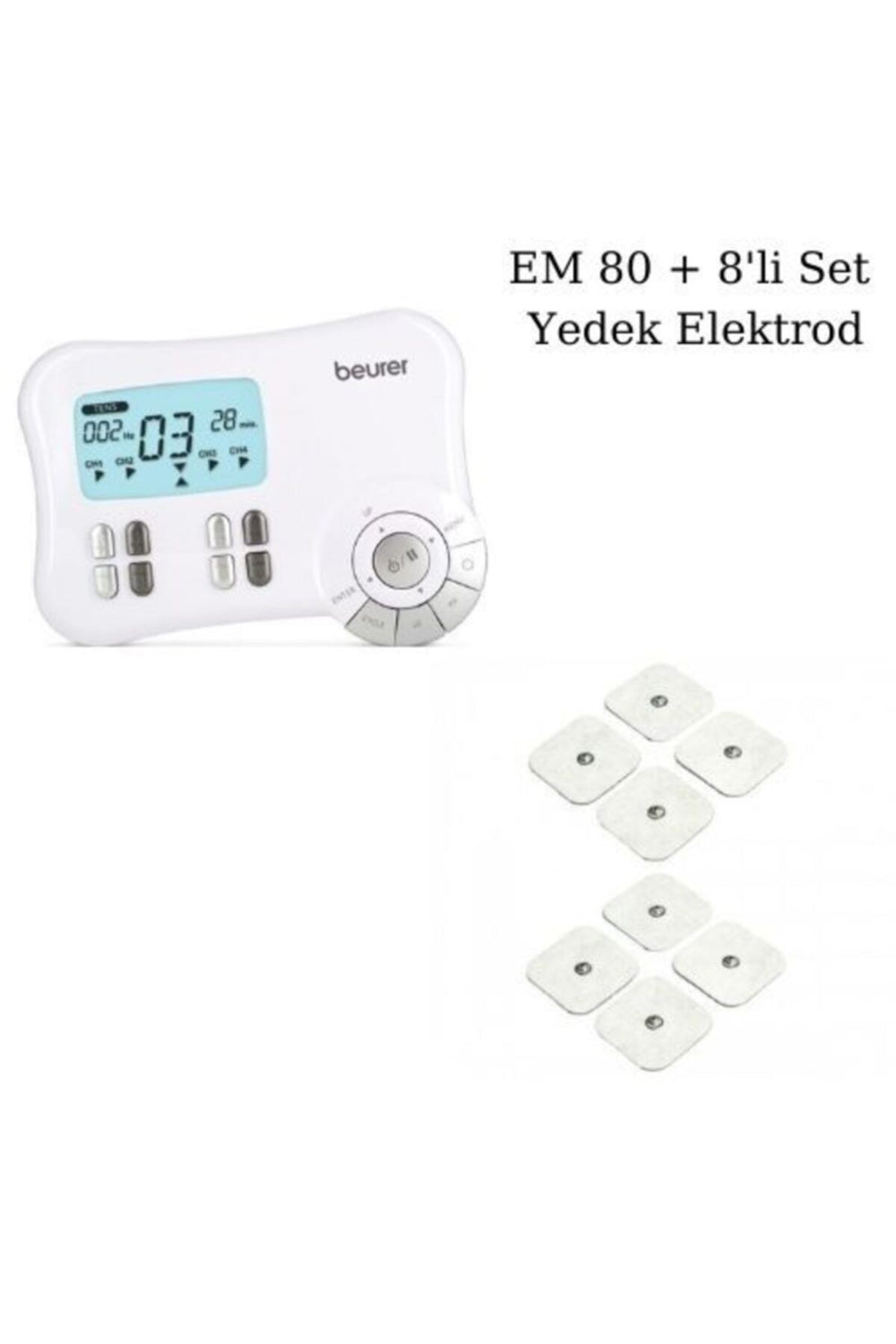 Em 80 kaslar için terapi masaj ems cihazı ve 8'li set yedek elektrodlar