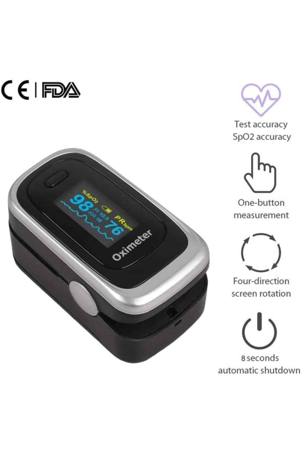 Pulse oksimetre m170 oksijen satürasyon ölçüm cihazı alarmlı
