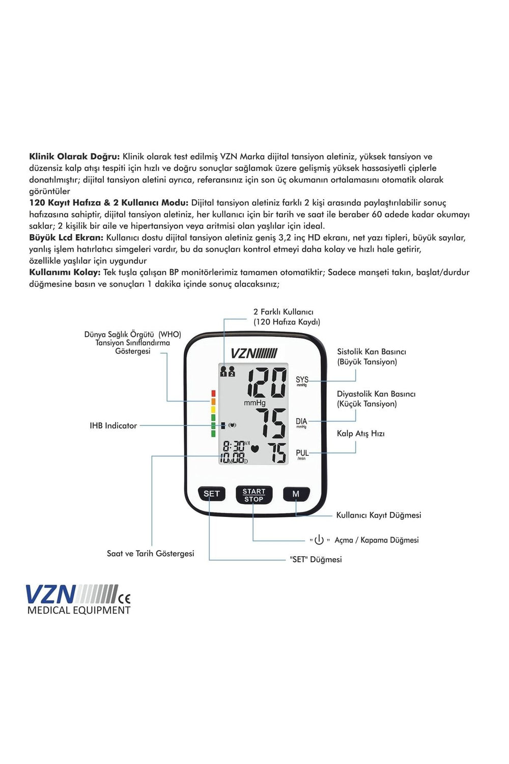 Bp-2206 bilekten otomatik digital tansiyon aleti