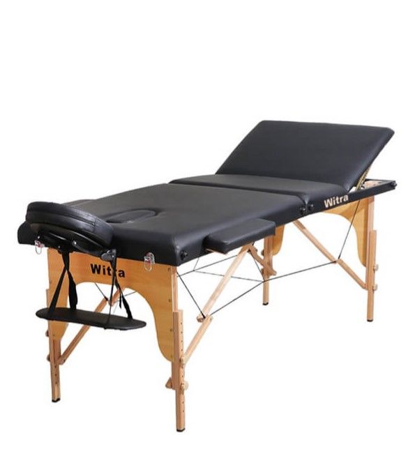 Medkaltec Siyah katlanabilir masaj yatağı – 250 kg kapasiteli