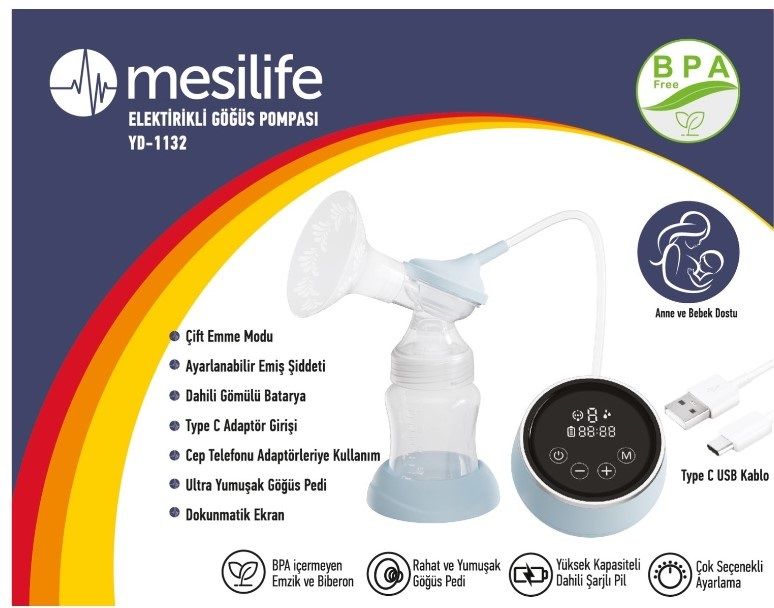 Mesilife Elektrikli Göğüs Süt Pompası, USB Şarjlı