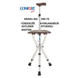 Oturaklı baston – Ayarlanabilir yükseklik | Comfort Plus