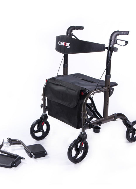 Comfort Plus DM-9124 Lüx Ayak Pedallı Alüminyum Rolatör (Hem Rolatör Hem Tekerlekli Sandalye)