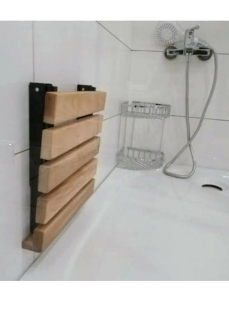 Duvara Monte Katlanabilir Ahşap Duş Oturağı