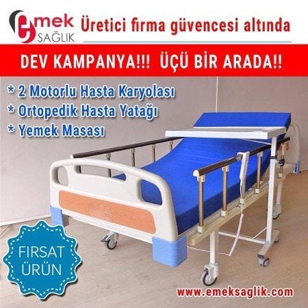Tabanca korkuluklu hasta yatağı yemek masası