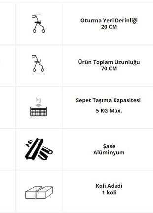 Alüminyum Tekerlekli Rolatör Karbon Gri