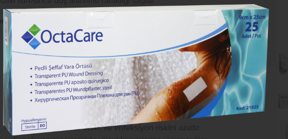 Şeffaf yara örtüsü 9 cm x 25 cm 25 adet