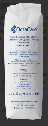 Octacare emici kompres 8 kat nonsteril 5cm x 5cm 100 adet