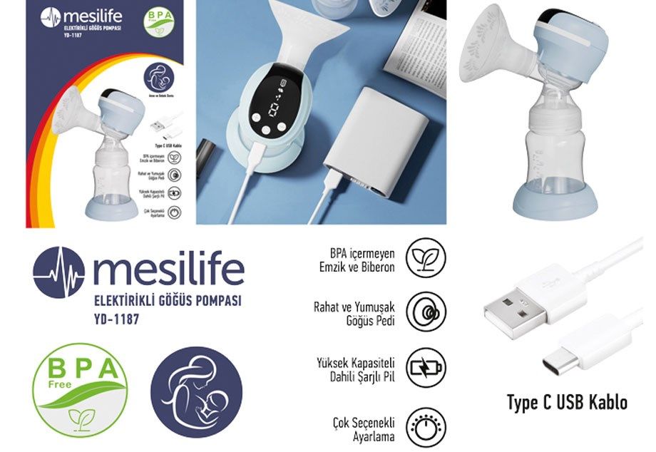 Mesilife YD 1187 Elektrikli Göğüs Pompası - Kablosuz Şarj